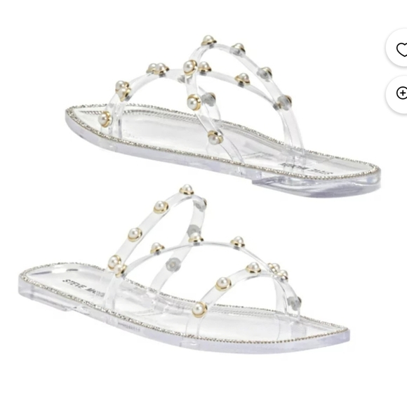 Steve Madden Nonii Pearl Studded Flat Saldals in Clear - Picture 3 of 12